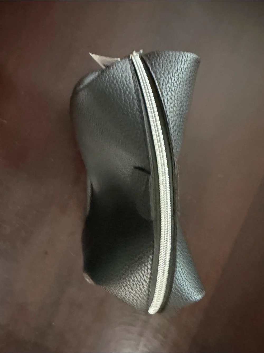 Classic Black Women's Pebbled faux leather cosmetic bag